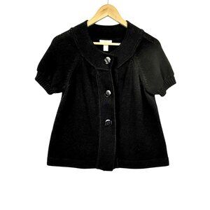 Ann Taylor Loft Cardigan Sweater Womens Small Black Button Front Cotton